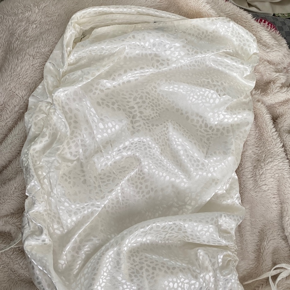 SHEIN white leopard bodycon skirt (ruched)